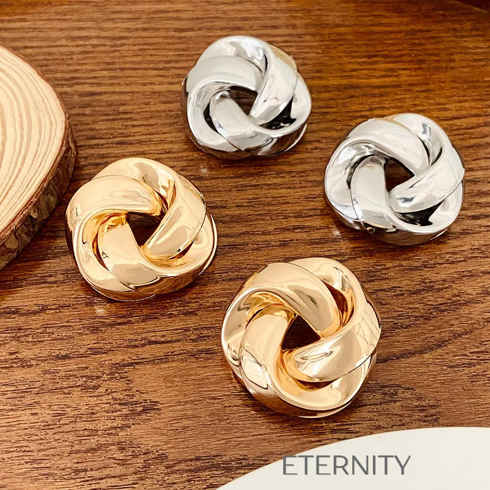 Zarcillos de Botón Eternal Knot con Diseño Entrelazado de Alto Pulido  Zarcillos Dorado Unica Acero Inoxidable  ETERNITY