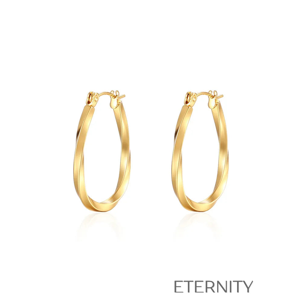 Aros Infinite Twist Ovalados  Zarcillos Dorado Unica Acero Inoxidable  ETERNITY