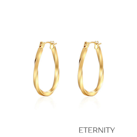 Aros Infinite Twist Ovalados  Zarcillos Dorado Unica Acero Inoxidable  ETERNITY
