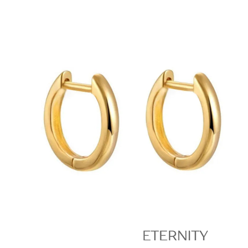Aros Essential Minimalistas  Zarcillos Dorado Unica Acero Inoxidable  ETERNITY