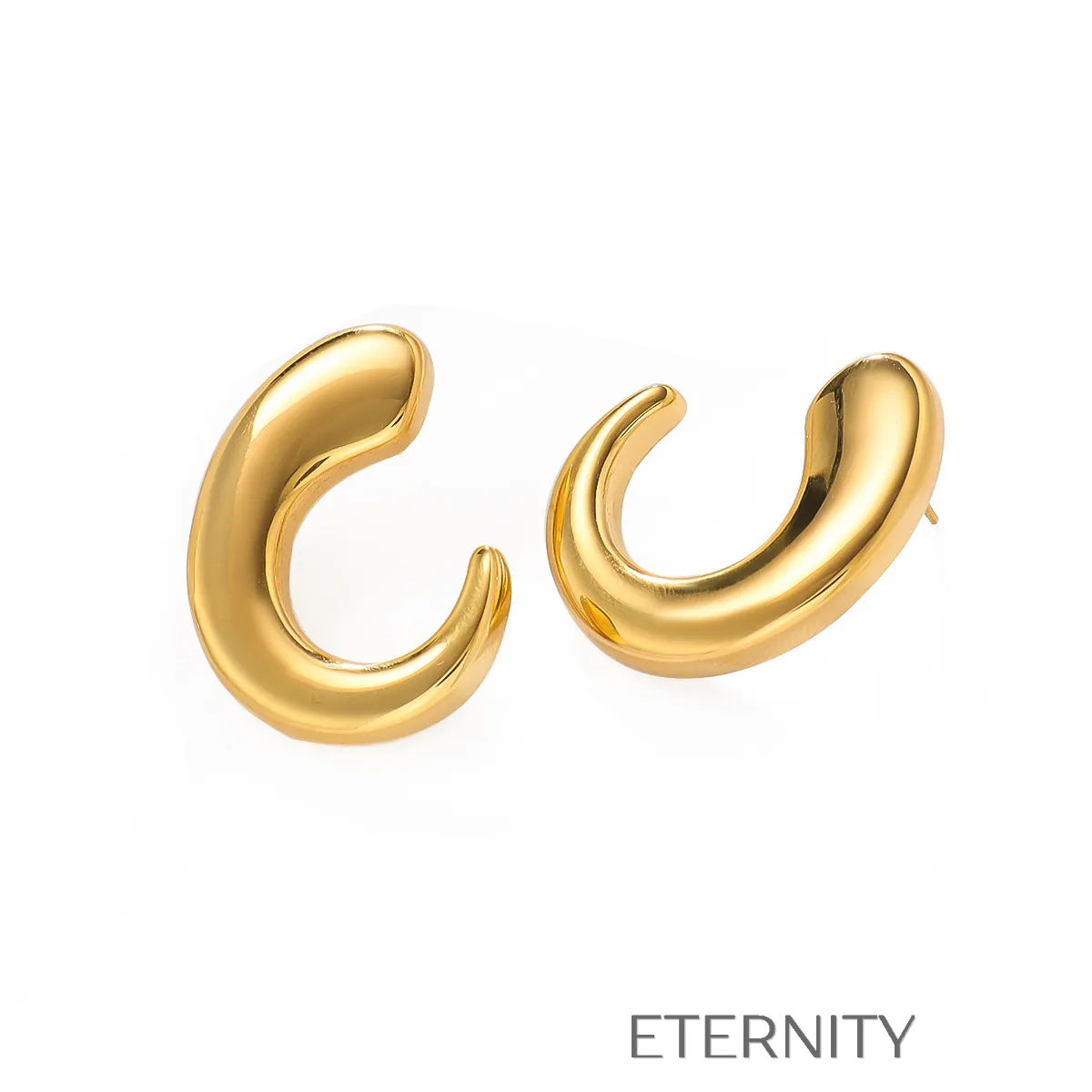 Zarcillos de Aro Fluid Crescent con Diseño Orgánico y Ergonómico  Zarcillos Dorado Unica Acero Inoxidable  ETERNITY