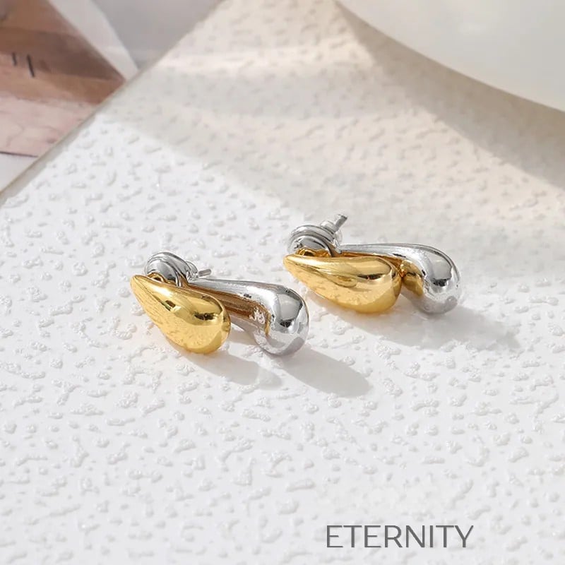 Zarcillos Liquid Bicolor  Zarcillos Dorado Unica Acero Inoxidable  ETERNITY