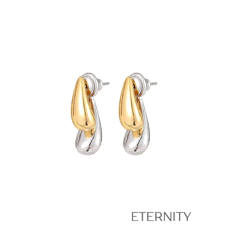 Zarcillos Liquid Bicolor  Zarcillos Dorado Unica Acero Inoxidable  ETERNITY