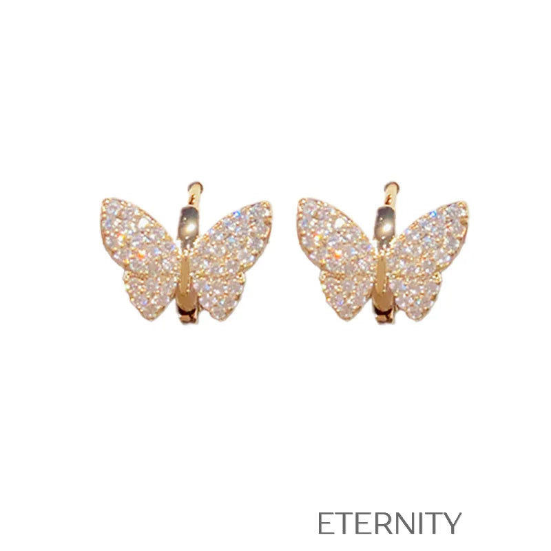 Zarcillos de Aro con Mariposa de Circones  Zarcillos Dorado Unica Acero Inoxidable  ETERNITY