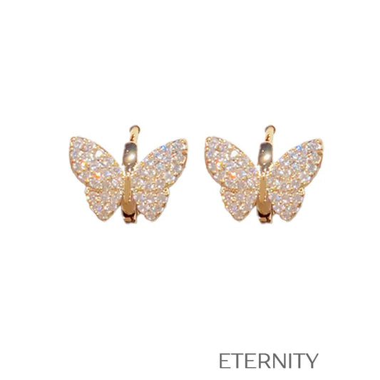 Zarcillos de Aro con Mariposa de Circones  Zarcillos Dorado Unica Acero Inoxidable  ETERNITY
