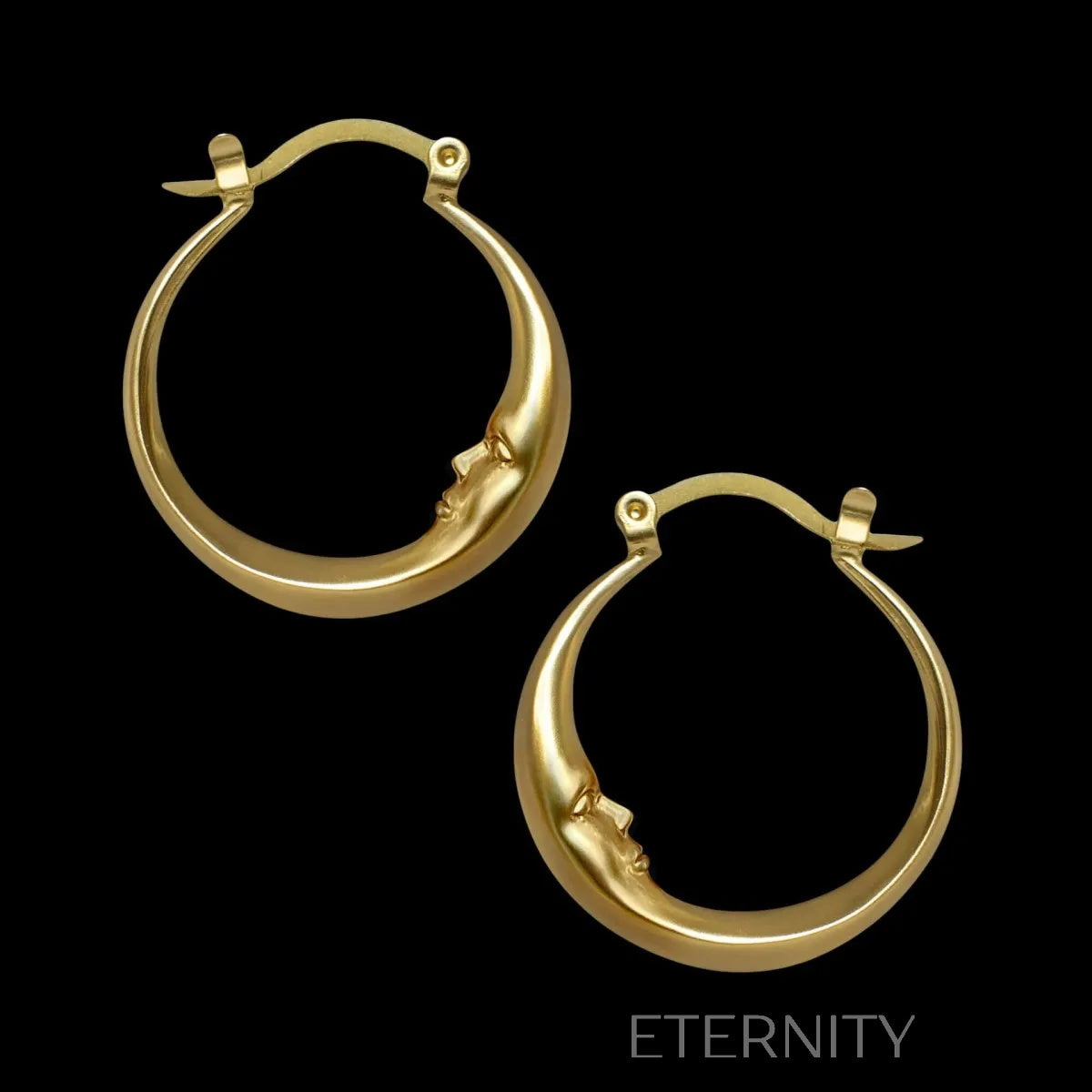 Aretes dorados y plateados en forma de luna creciente con diseño artístico Zarcillos Dorado Unica Acero Inoxidable  ETERNITY