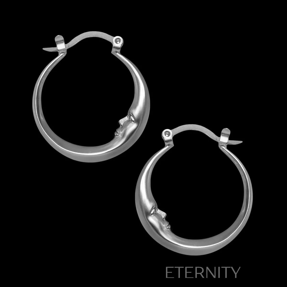 Aretes dorados y plateados en forma de luna creciente con diseño artístico Zarcillos Dorado Unica Acero Inoxidable  ETERNITY
