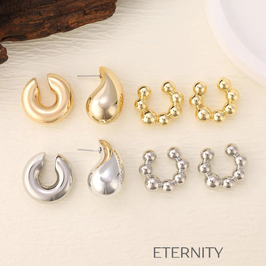Ear Cuff Escultórico Avant Garde  Zarcillos Dorado Unica Acero Inoxidable  ETERNITY