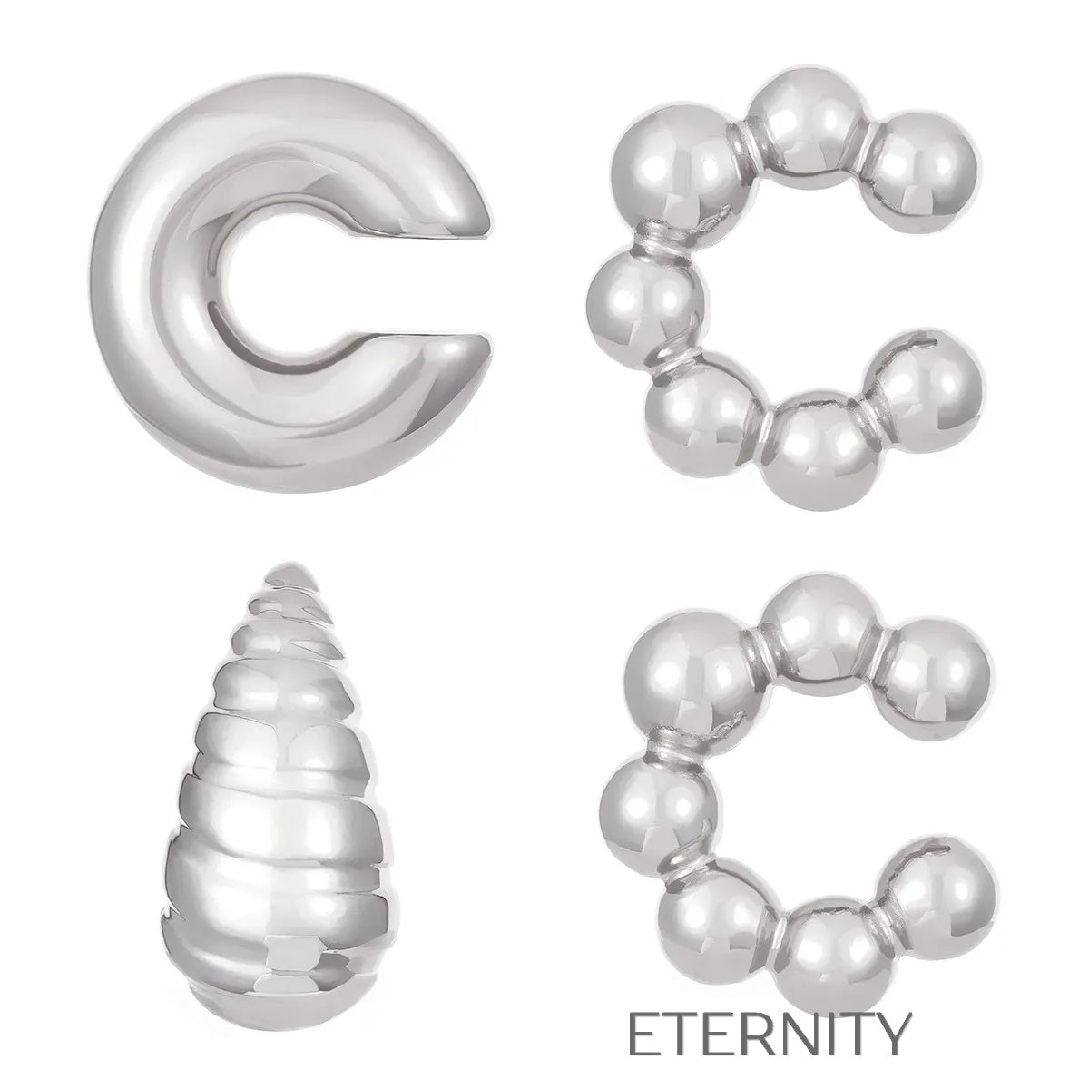 Ear Cuff Escultórico Avant Garde  Zarcillos Dorado Unica Acero Inoxidable  ETERNITY
