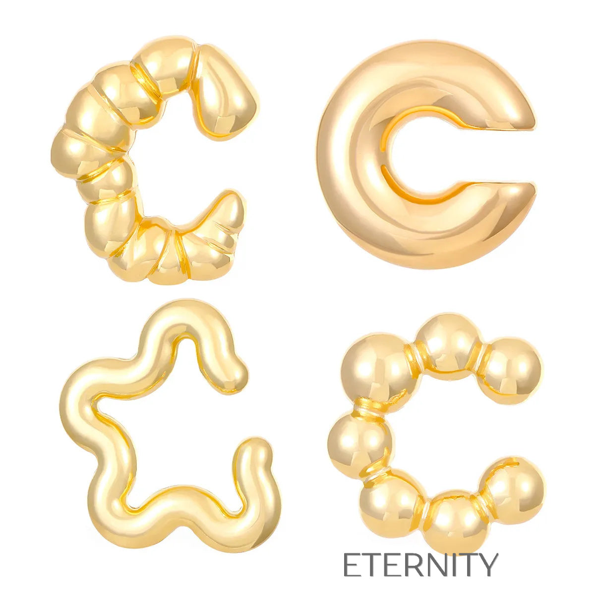 Ear Cuff Escultórico Avant Garde  Zarcillos Dorado Unica Acero Inoxidable  ETERNITY