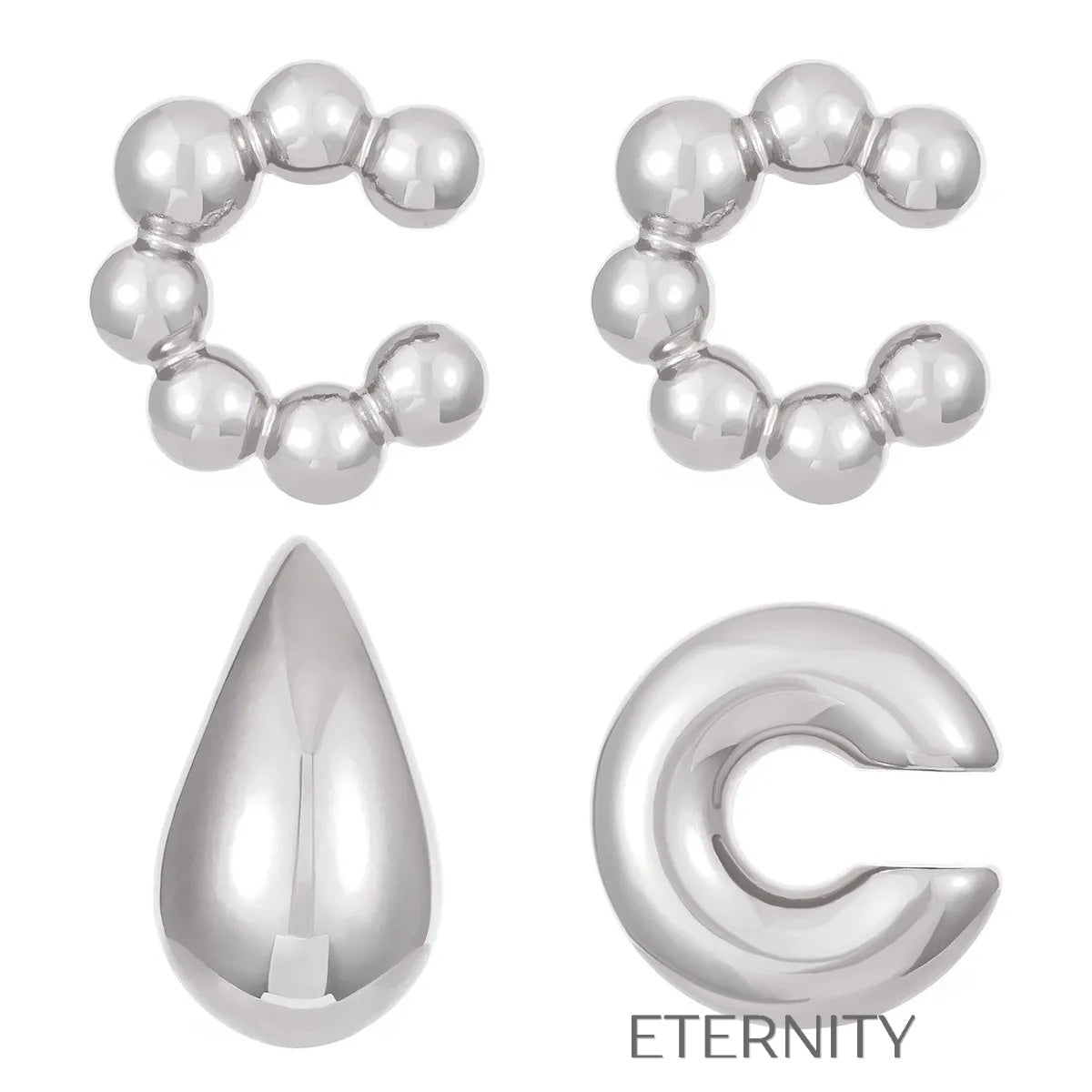 Ear Cuff Escultórico Avant Garde  Zarcillos Dorado Unica Acero Inoxidable  ETERNITY