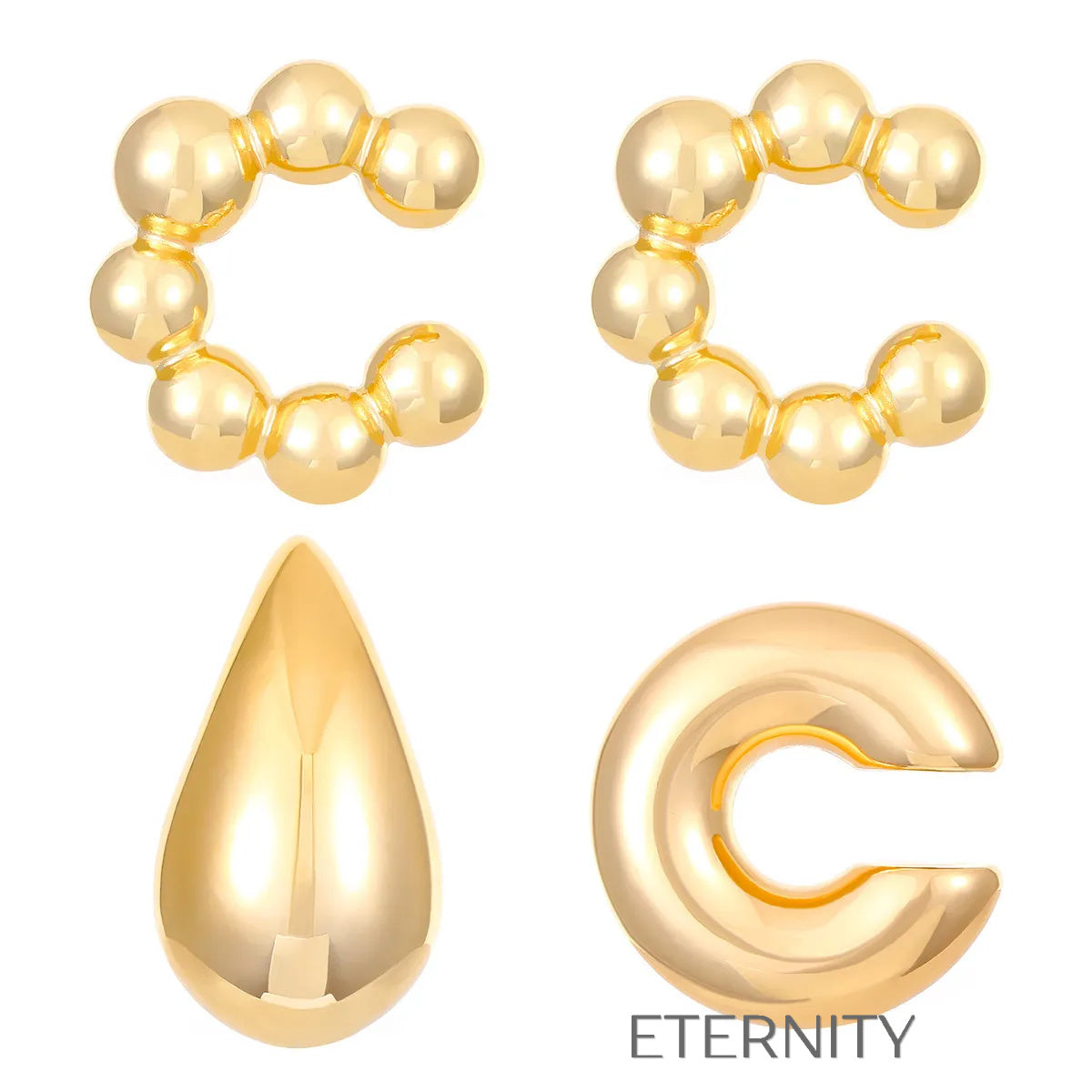 Ear Cuff Escultórico Avant Garde  Zarcillos Dorado Unica Acero Inoxidable  ETERNITY