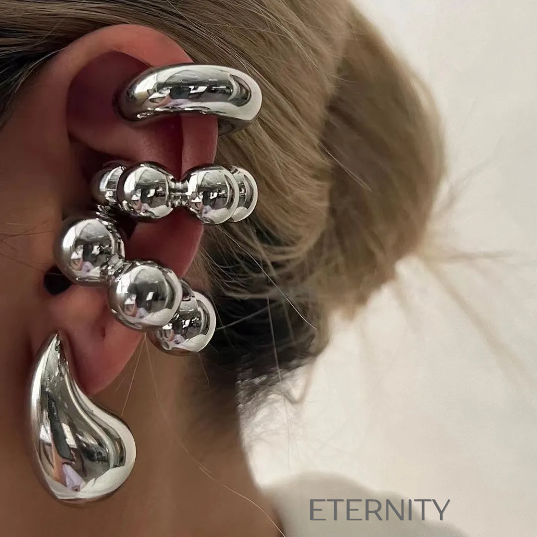 Ear Cuff Escultórico Avant Garde  Zarcillos Dorado Unica Acero Inoxidable  ETERNITY