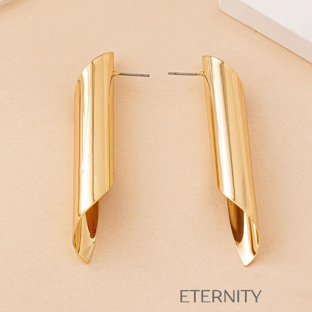 Zarcillos Largos Tubulares  Zarcillos Dorado Unica Acero Inoxidable  ETERNITY