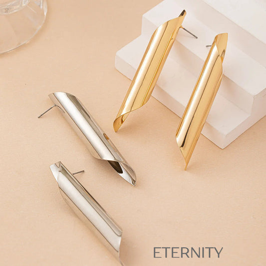 Zarcillos Largos Tubulares  Zarcillos Dorado Unica Acero Inoxidable  ETERNITY