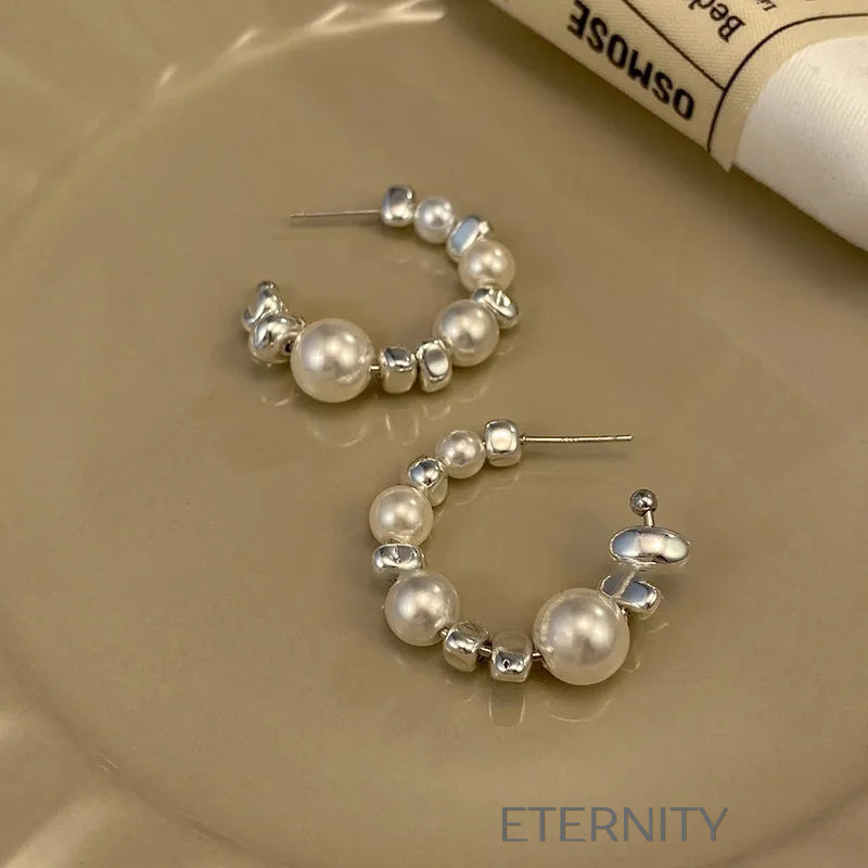 Zarcillos de Aro Eternal Pearl con Perlas Irregulares y Acentos Plateados  Zarcillos Perla Unica Acero Inoxidable  ETERNITY