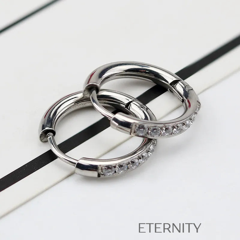 Zarcillos de Aro Starlight con Cristales Pavé en Oro y Plata  Zarcillos Dorado 10mm Acero Inoxidable  ETERNITY