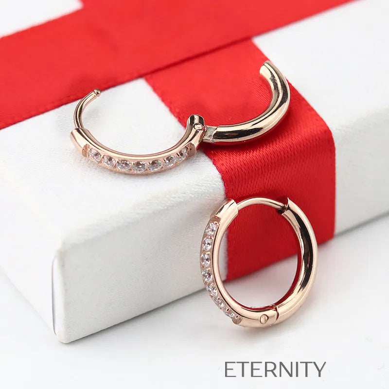 Zarcillos de Aro Starlight con Cristales Pavé en Oro y Plata  Zarcillos Dorado 10mm Acero Inoxidable  ETERNITY