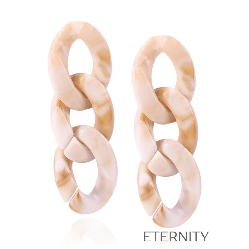 Zarcillos Nacre Link Marmoleados  Zarcillos Beige Unica Acero Inoxidable  ETERNITY