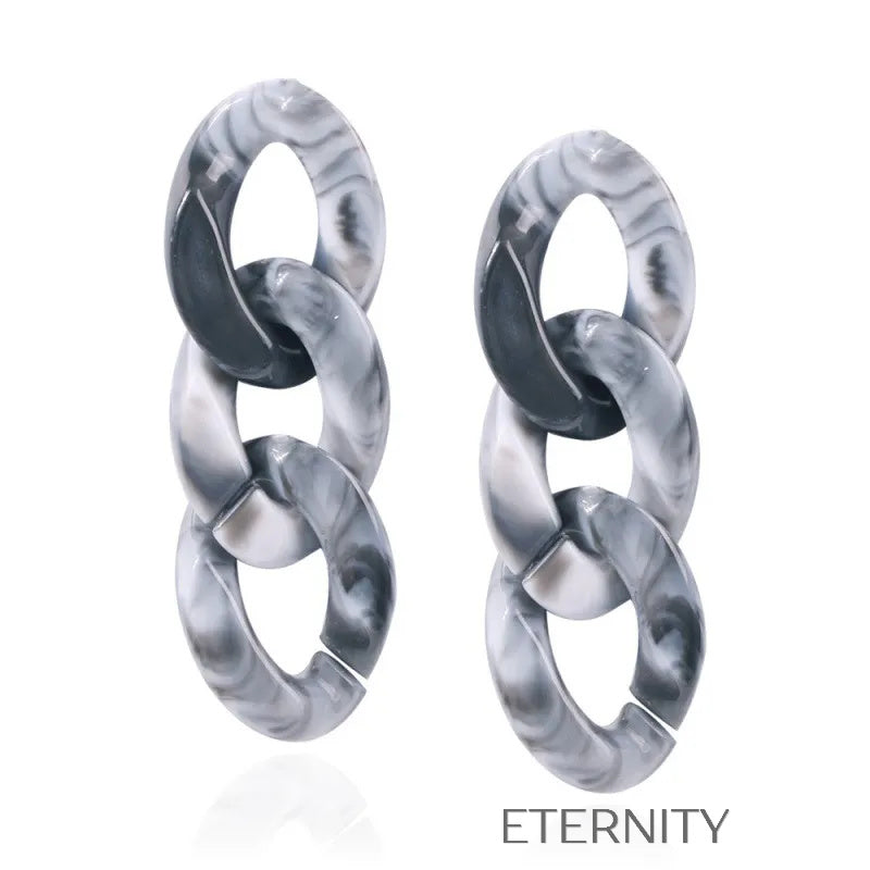 Zarcillos Nacre Link Marmoleados  Zarcillos Beige Unica Acero Inoxidable  ETERNITY