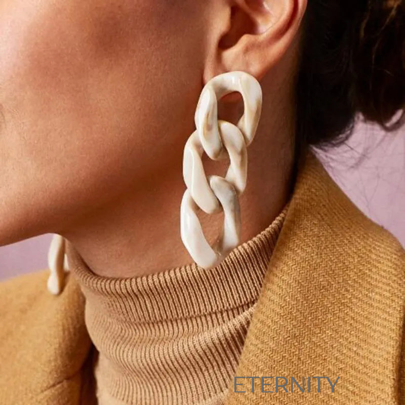 Zarcillos Nacre Link Marmoleados  Zarcillos Beige Unica Acero Inoxidable  ETERNITY