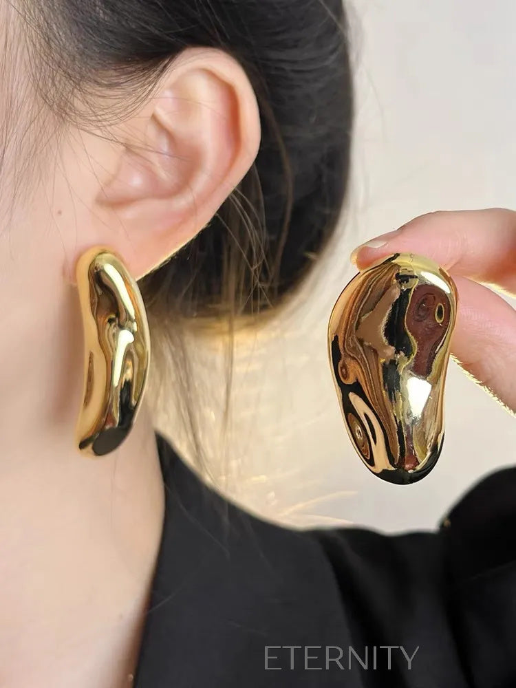 Zarcillos Liquid Gold Orgánicos  Zarcillos Dorado Unica Acero Inoxidable  ETERNITY