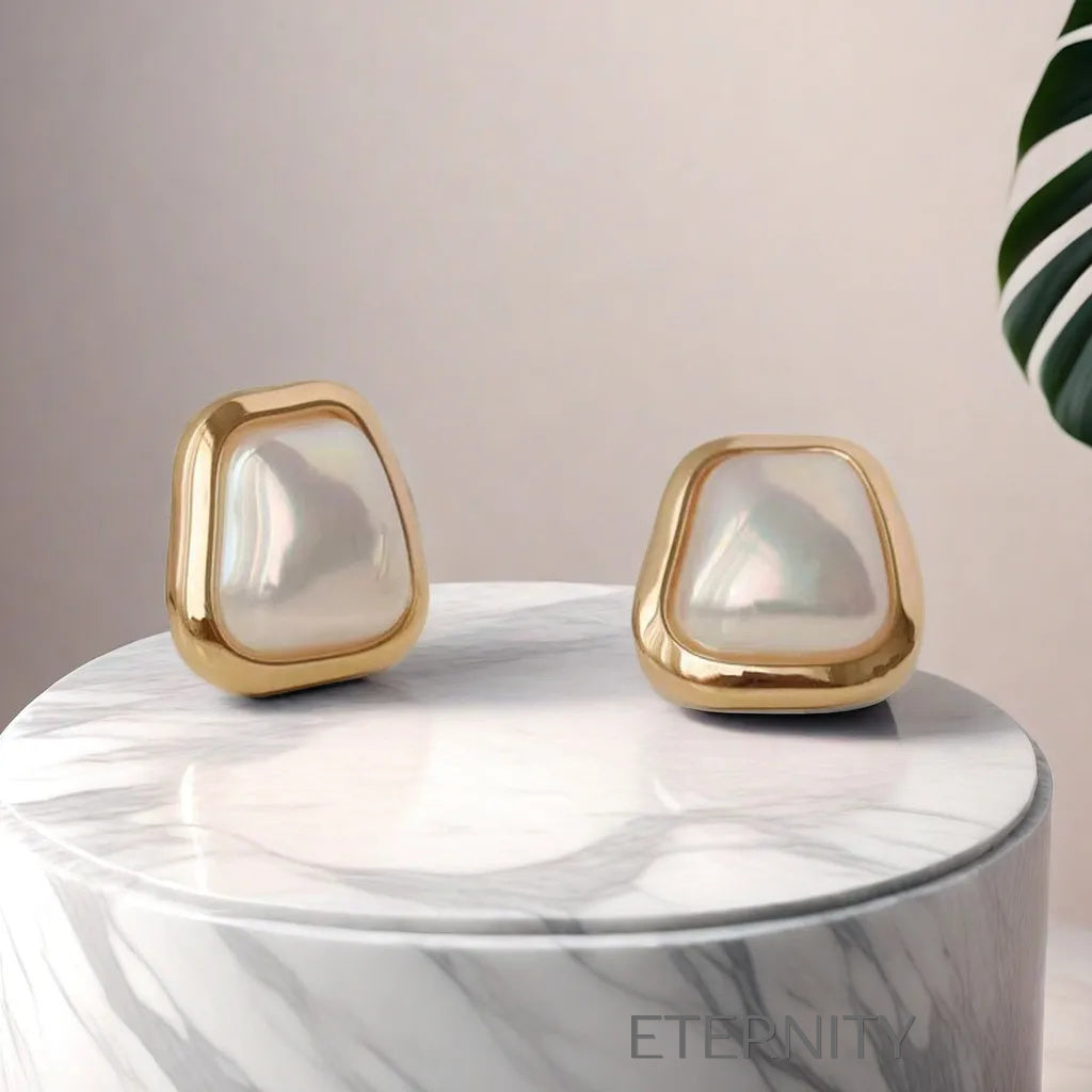 Zarcillos Perla Barroca  Zarcillos Dorado Unica Acero Inoxidable  ETERNITY