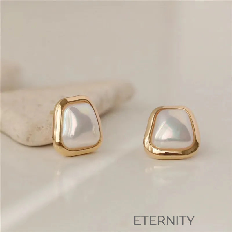 Zarcillos Perla Barroca  Zarcillos Dorado Unica Acero Inoxidable  ETERNITY