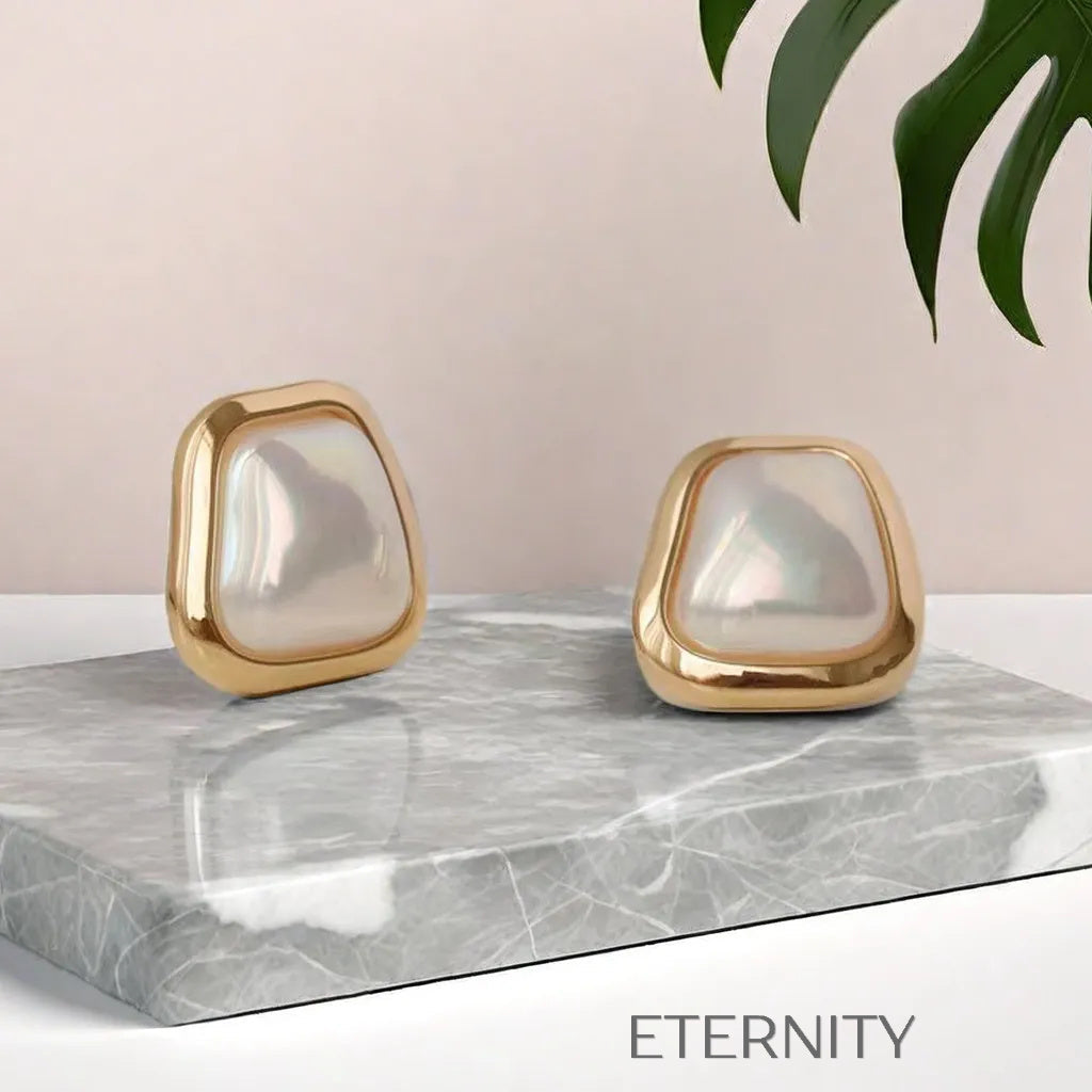 Zarcillos Perla Barroca  Zarcillos Dorado Unica Acero Inoxidable  ETERNITY