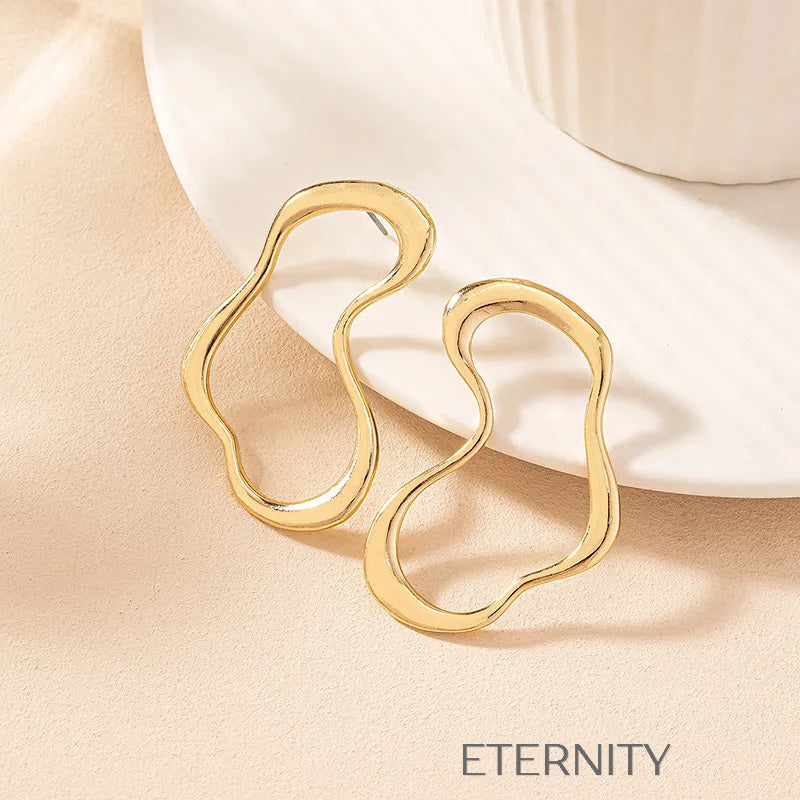 Zarcillos de Aro Orgánico Abstract Liquid en Oro y Plata  Zarcillos Dorado Unica Acero Inoxidable  ETERNITY