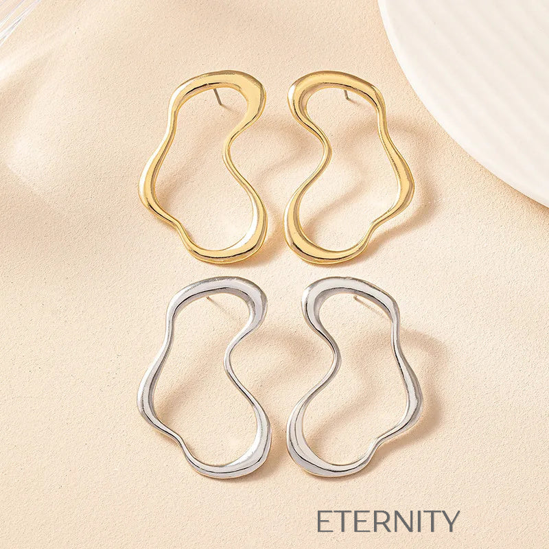 Zarcillos de Aro Orgánico Abstract Liquid en Oro y Plata  Zarcillos Dorado Unica Acero Inoxidable  ETERNITY