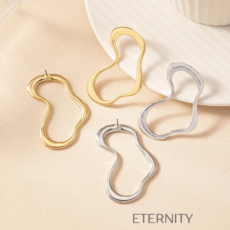 Zarcillos de Aro Orgánico Abstract Liquid en Oro y Plata  Zarcillos Dorado Unica Acero Inoxidable  ETERNITY