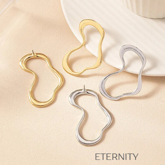 Zarcillos de Aro Orgánico Abstract Liquid en Oro y Plata  Zarcillos Dorado Unica Acero Inoxidable  ETERNITY