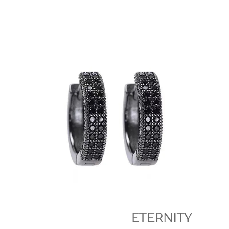 Zarcillos Double Glitz  Zarcillos Negro Unica Acero Inoxidable  ETERNITY