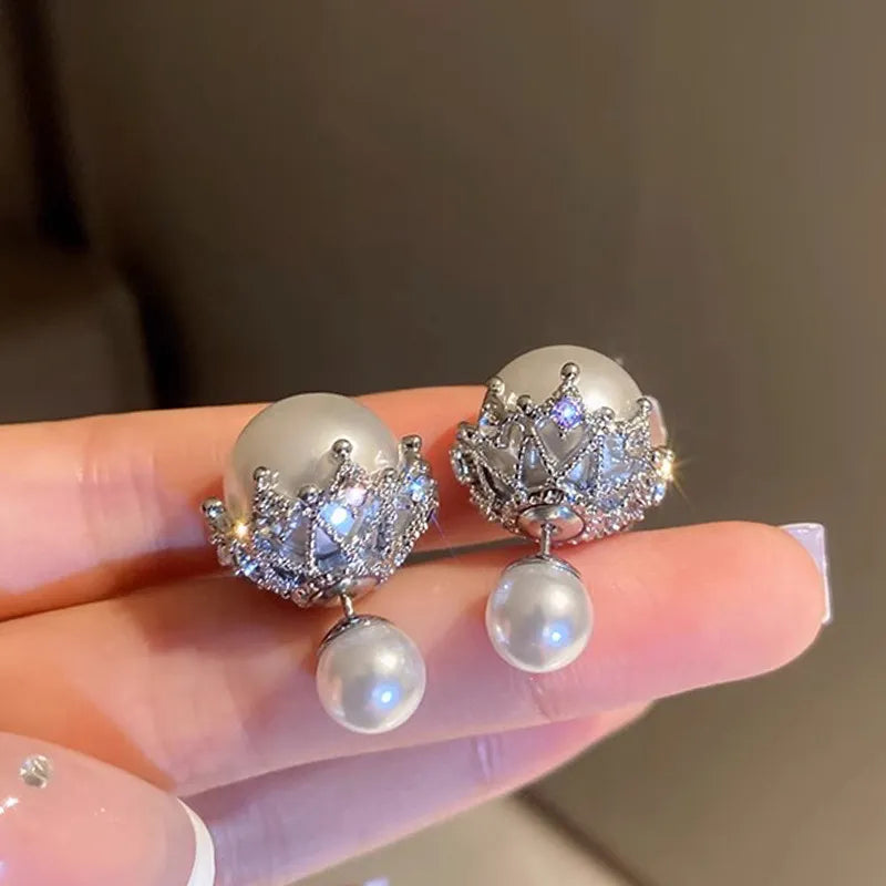 Argollas "Graceful Pearl" ETERNITY - Baño de Oro y Perla Pendiente