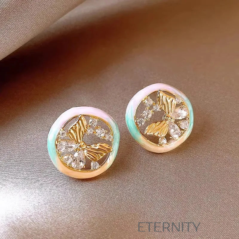Zarcillos Enchanted Bloom Tulipanes y Perlas  Zarcillos Dorado Unica Acero Inoxidable  ETERNITY
