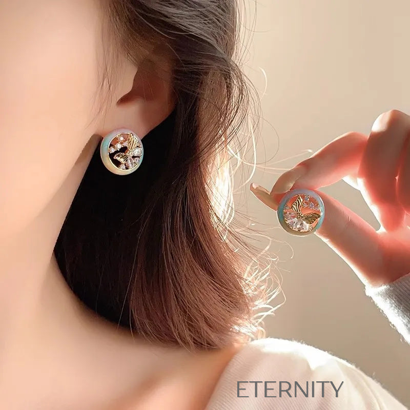 Zarcillos Enchanted Bloom Tulipanes y Perlas  Zarcillos Dorado Unica Acero Inoxidable  ETERNITY