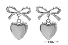 Zarcillos Luxe Ribbon Heart con Diseño de Lazo y Dije de Corazón en Oro  Zarcillos Dorado Unica Acero Inoxidable  ETERNITY