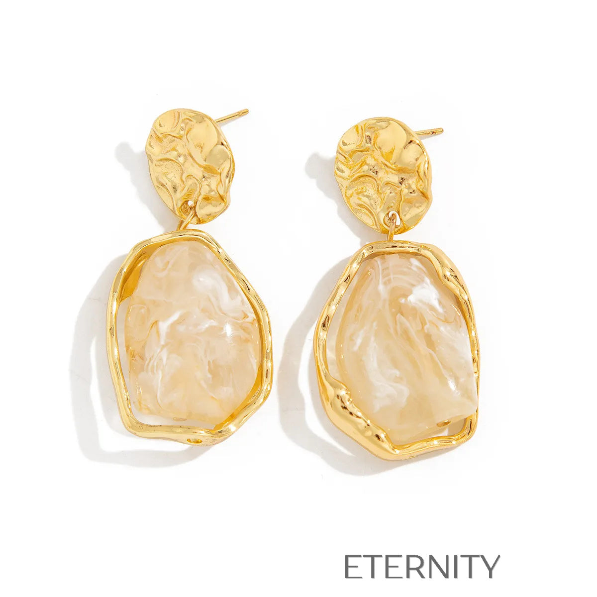 Zarcillos Colgantes de Oro con Piedra Ámbar Café y Blanco  Zarcillos 
Cafe Unica Acero Inoxidable  ETERNITY