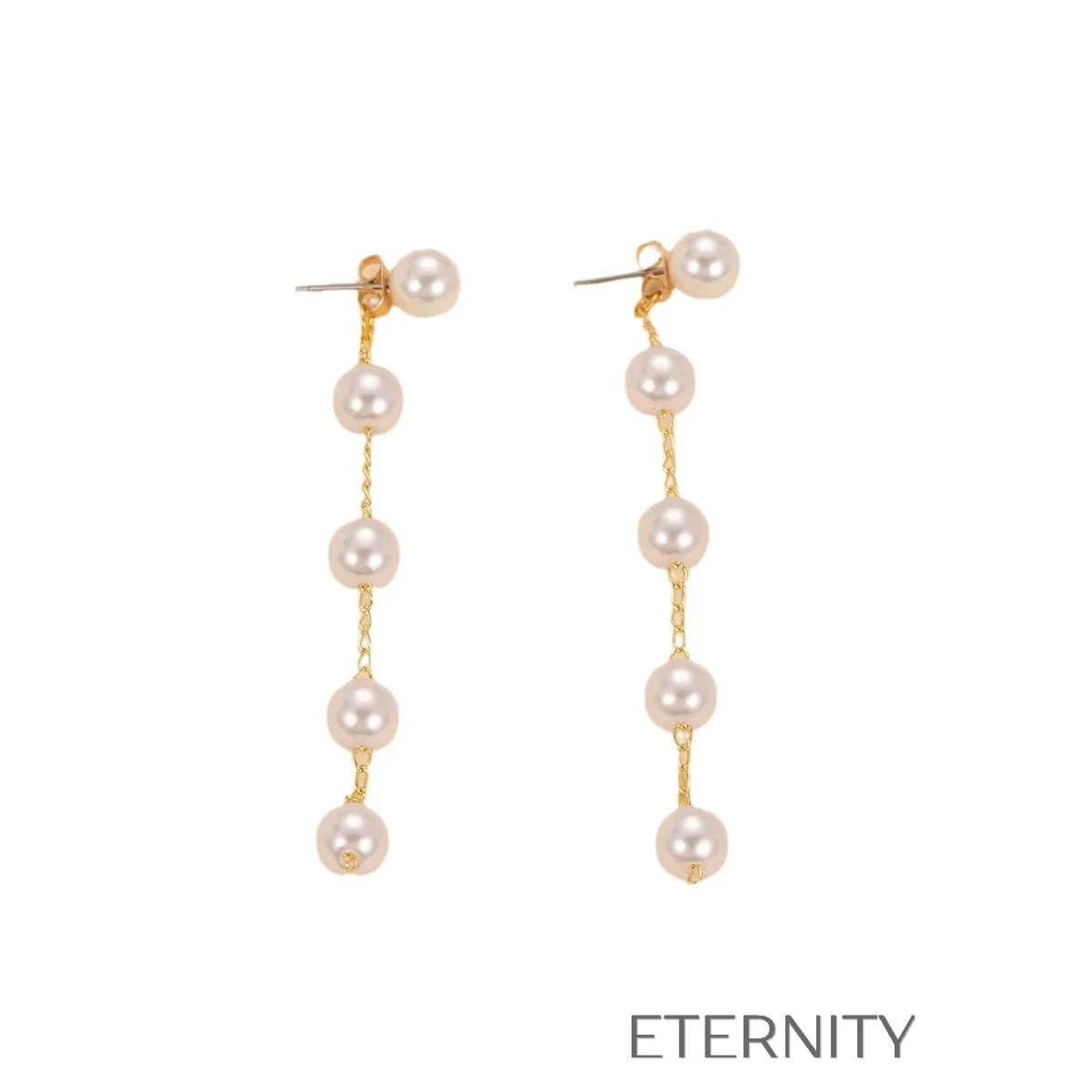 Zarcillos Largos de Perlas en Cascada Eternal Radiant  Zarcillos Perla Unica Acero Inoxidable  ETERNITY