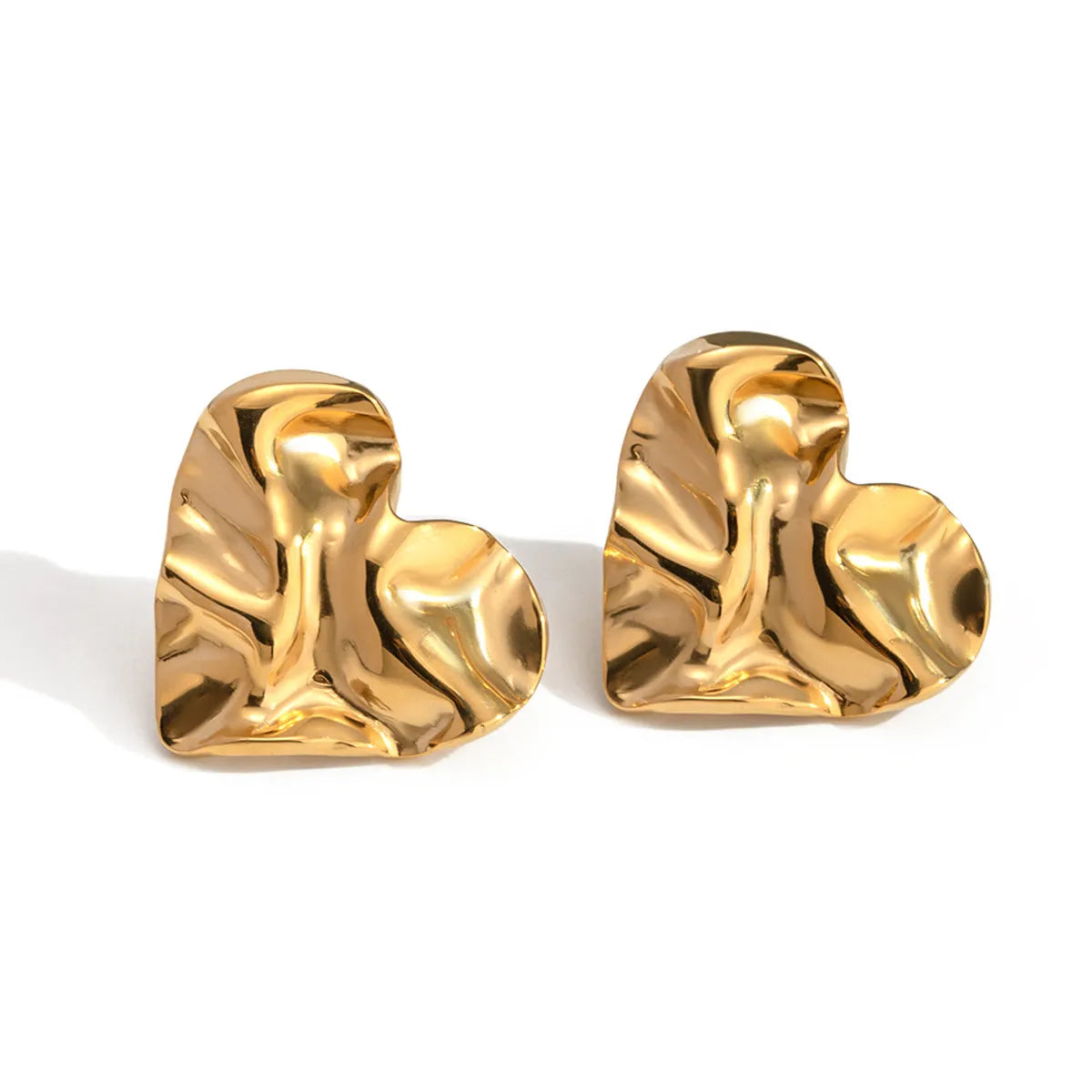 Zarcillos "Liquid Gold Heart" ETERNITY - Diseño Corazón Martillado