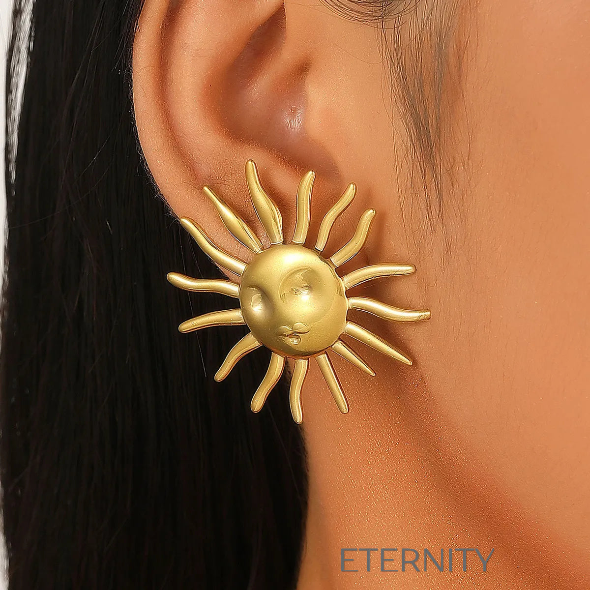 Colección de Zarcillos Cosmic Surrealism Dorados  Zarcillos Dorado Unica Acero Inoxidable  ETERNITY