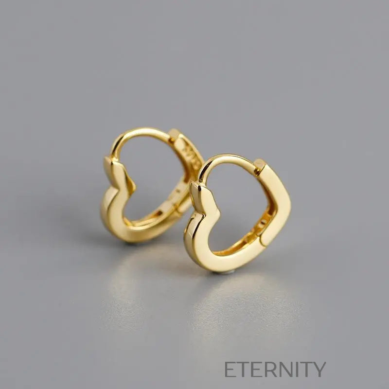 Zarcillos Heart Huggie Oro y Plata  Zarcillos Dorado Unica Acero Inoxidable  ETERNITY