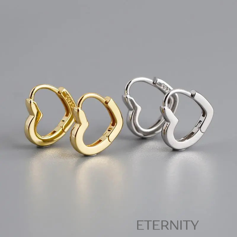 Zarcillos Heart Huggie Oro y Plata  Zarcillos Dorado Unica Acero Inoxidable  ETERNITY