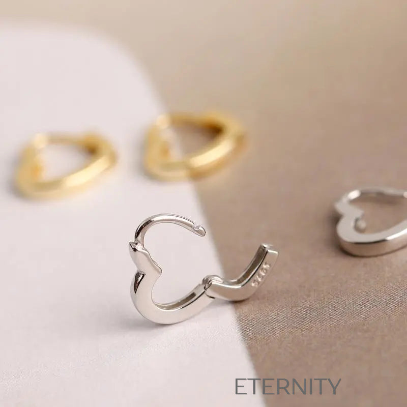 Zarcillos Heart Huggie Oro y Plata  Zarcillos Dorado Unica Acero Inoxidable  ETERNITY