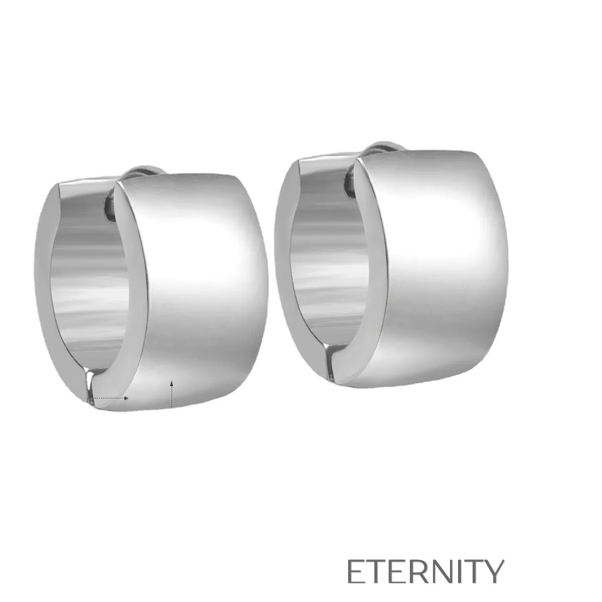 Zarcillos Essential Huggie de Banda Ancha en Acero  Zarcillos Negro Unica Acero Inoxidable  ETERNITY
