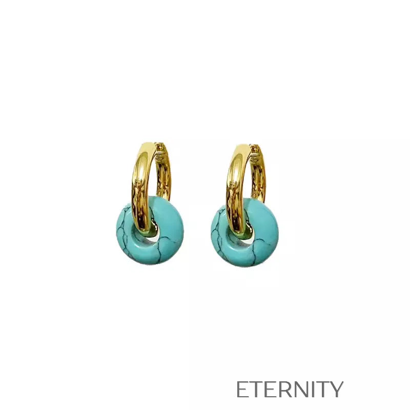 Zarcillos Midnight Orb Aros y Onix  Zarcillos Dorado Unica Acero Inoxidable  ETERNITY