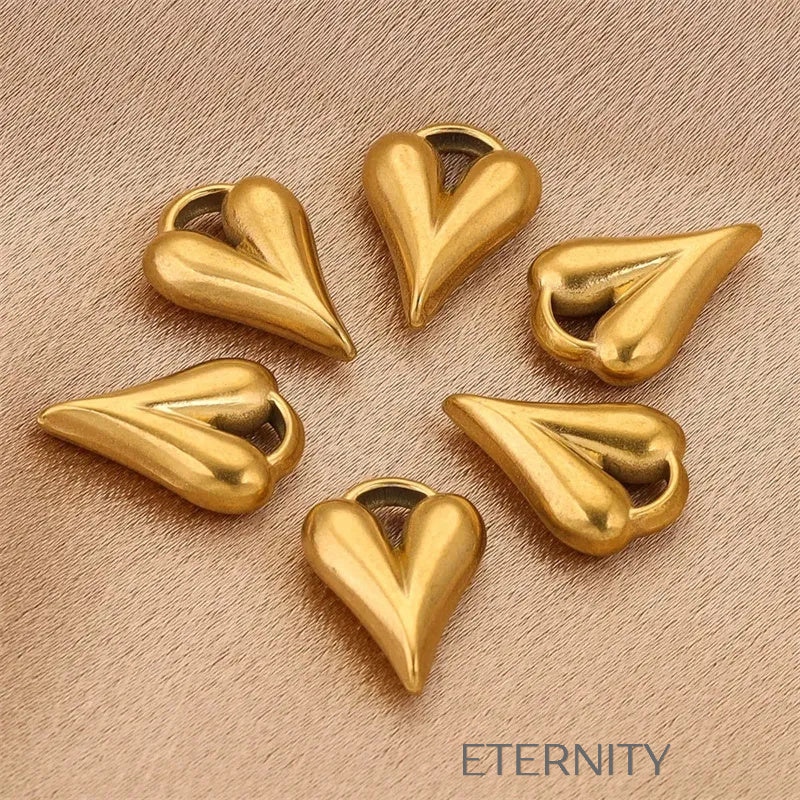 Zarcillos de Aro Luxe Heart con Dije de Corazón Escultural en Oro y Plata  Zarcillos Dorado Unica Acero Inoxidable  ETERNITY