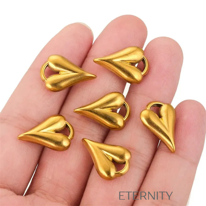Zarcillos de Aro Luxe Heart con Dije de Corazón Escultural en Oro y Plata  Zarcillos Dorado Unica Acero Inoxidable  ETERNITY