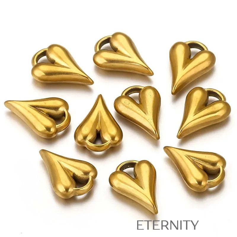 Zarcillos de Aro Luxe Heart con Dije de Corazón Escultural en Oro y Plata  Zarcillos Dorado Unica Acero Inoxidable  ETERNITY